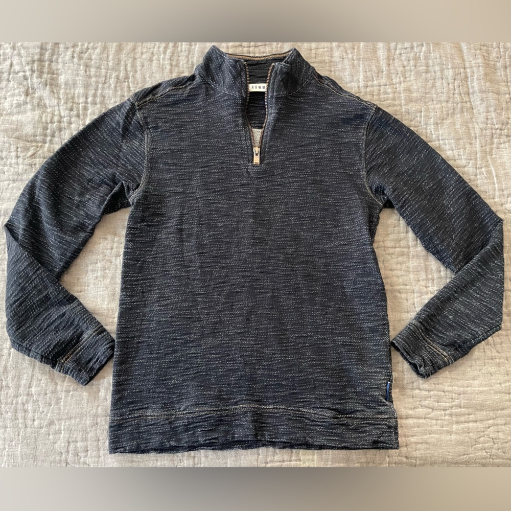 NWT Rowm Men's Charcoal Quarter Zip-Up Sweater 100% Cotton Sz Small Jacket Layer